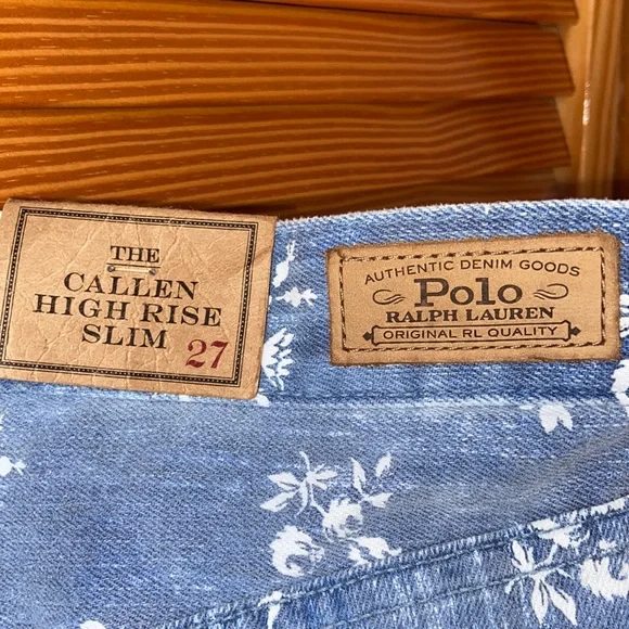 polo ralph lauren called high rise slim jeans white flower pattern - Picture 6 of 10